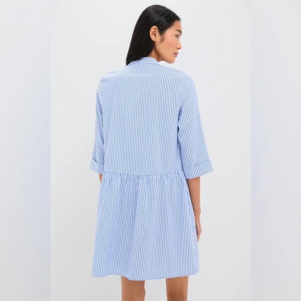 TUCKERNUCK Blue Stripe Royal Shirt Dress | Size L - Picture 3 of 4